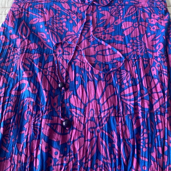 Soft Surroundings Pink Blue Sleeveless Scoop Neck Floral Midi Dress Size Medium - Picture 8 of 8